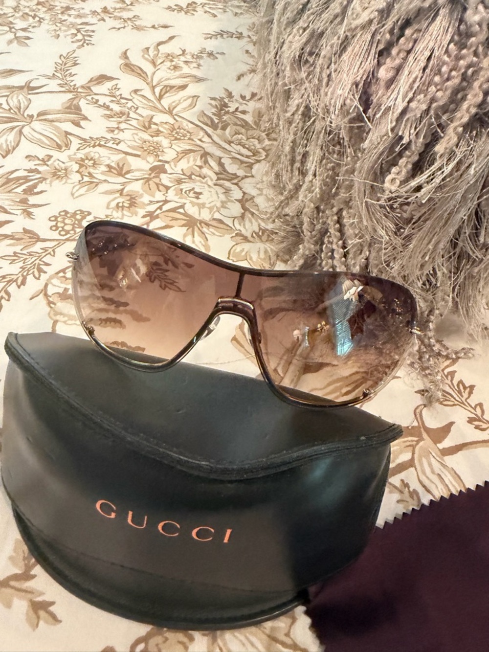 Gucci Women's Brown Gradient Shield Sunglasses with Brown Frame